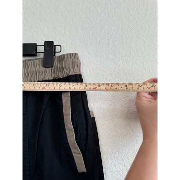 NWT Men's Black Cargo Pants Elastic Drawstring Waist Pockets Medium - Picture 2 of 11